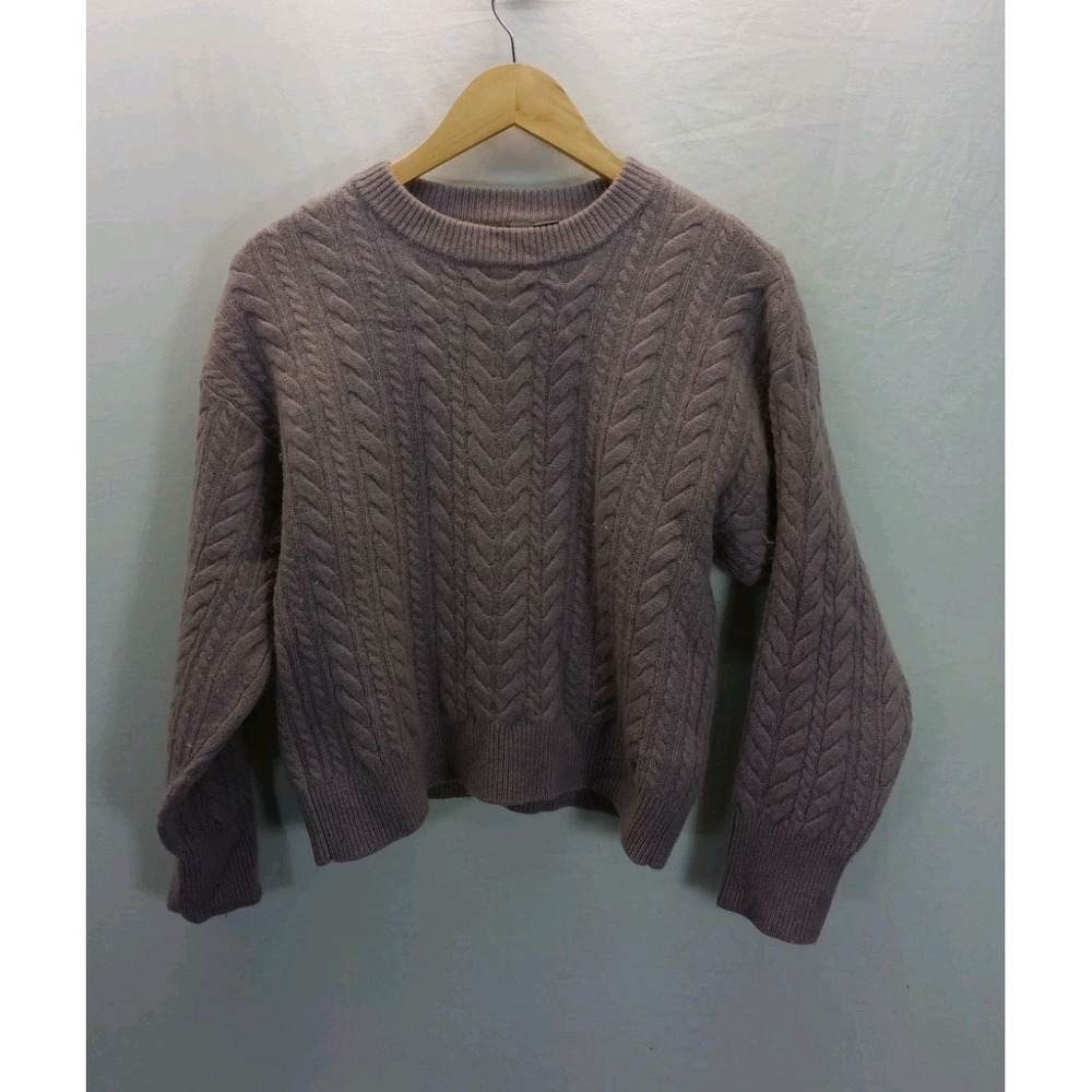 Sweaty Betty Women's Cable Cashmere Wool Blend Sweater Size 8 Lt Purple Soft